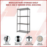 Modular Wire Storage Shelf 900 x 450 x 1800mm Steel Shelving V63-841431