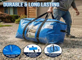 Extra Large Moving Bags, 4 Pack Blue Heavy Duty Totes For Storage with Visible Window, Wrap Around V1258-DP02-C-1095