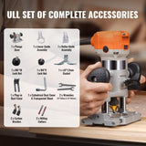 Wood Router, 1.25HP 800W, Compact Wood Trimmer Router Combo Tool with Plunge and Fixed Base, V952-YXKXBJ710W65AH7WLV3