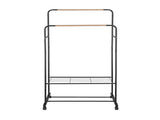 Artiss Clothes Rack Double Rod Airer Rail Coat Stand Hanger Storage Shelf HANGER-B-11-2T-BK