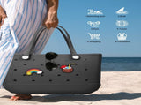 EVA Beach Tote Bag for Swimming, Pool & Travel Waterproof Washable Rubber Handbag with 2 Random V1107-CS-STDDBH
