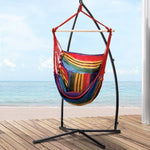 Gardeon Hammock Chair Outdoor Camping Hanging with Steel Stand Rainbow HM-CHAIR-PILLOW-RAINBOW-X