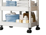Rolling Cart White 3 Tiers Quiet Wheels Sturdy Plastic Simple Widely Used Utility Cart for House V1294-YM0901-3117230245211