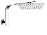 WELS 10" 7.5L/m Chrome Square Rain Shower Head Brass Gooseneck Wall Arm Set V1233-A602SS1001