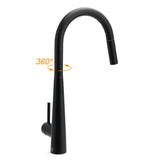 Round Matt Black Pull Out Kitchen Sink Tap Laundry Basin Mixer 2 Way Spout Set V1233-KRD5152B