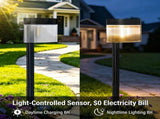 Solar Powered Outdoor Wall Lamp with Radar Motion Sensor, Dual Installation as Wall Mount or Ground V1341-ZY-FWENWRGQ-WARMLIGHT-4PCS