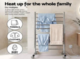 Devanti 10-Bar Freestanding Heated Towel Rail 3-5 Mins Fast Heating Electric Towel Warmer for TW-C-8T-STA1