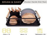 CARLA HOME Dish Drying Rack with Wooden Handles, Removable Cutlery Holder & Drainboard for Kitchen V178-36324