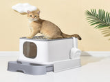 PaWz Cat Litter Box Fully Enclosed Kitty Grey PT1016-GY