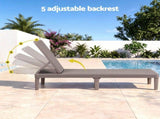 Gardeon Sun Lounge Adjustable Lounger Patio Outdoor Furniture Lightweight Brown FF-LOUNGE-PP-RAT-BR