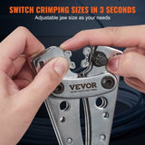Battery Cable Lug Crimping Tool, 10-1/0AWG Terminal Battery Lug Crimper, with 60PCS V952-DLYJQTLDL1010SBO2V0