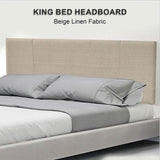 Linen Fabric King Bed Headboard Bedhead - Beige V63-800767