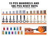 Rivet Nut Tool, 16 Rivnut Tool Kit with 13PCS Metric and SAE Mandrels, 186PCS Rivet Nuts, M3, M4, V952-MLMQBZDTDSBSA9LDQV0