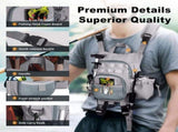 Lightweight Waterproof Fly Fishing Chest Pack with Multi-Pocket Storage and Quick-Access Design for V1341-ZY-35E8F6LD-GREY