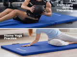 Everfit 180x60cm Gymnastics Mats Folding Exercise Floor Mat Portable 3 Fold Tumbling Mat Blue ECM-A-180-BL