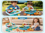 Keezi Kids Pretend Kitchen Sink and Water Playset Fishing Game Toys Play food PLAY-SINK-COMBO