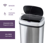 50L Stainless Steel Motion Sensor Rubbish Bin V196-SB50