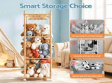 Keezi Stuffed Animal Wooden Toy Holder with Wheels Soft Toy Zoo Cage Stuffy Toy FURNI-Z-TOYCAGE-3T-WD