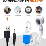 Rechargeable Portable Camping Shower Pump with 2 m Hose, 4000 mAh Battery and 2 Water Flow Modes for V1189-LC-KF-00026