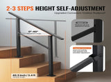 Outdoor Handrails for Steps, 2-3 Step Stair Rail Kit, Black Square Tube with Horizontal Bar, Carbon V952-FGDHGZLSLZFSL90M7V0