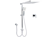 Double Square Shower Head 12" Rain Rose 3 Modes Handheld Diverter Rail Arm Mixer Set V1233-HS002M4CSC842KSS112KSQ201CR