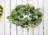 2pcs Green Eucalyptus Leaf Wreath Festival Celebration Wreath Front Door Decorative Garland V1366-AZ2-W-13650