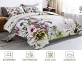 Floral Comforter Set, King Size, Green Floral 3-Piece Bedding, Soft Microfiber for All Seasons V745-MAB010805AJ3