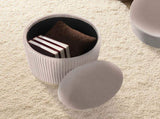 2X Side Table Storage Ottoman - Velvet Stool MIRA Cream V274-FT-VR-205VASS-CR