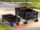Double Decker Wagon Collapsible, 400L Heavy Duty Folding Wagon Cart, Extended Long Garden Cart with V952-ZDHYBXSSTCHS4GGRTV0