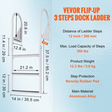 Dock Ladder, Flip-Up 3 Steps, 159 kg Load Capacity, Aluminum Alloy Pontoon Boat Ladder with 50.8 mm V952-MTZTSFSJFHXJDD9C0V0