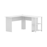 Artiss Computer Desk Shelf L-Shape White 136CM FURNI-N-DESK01-WH-AB