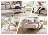 Artiss Storage Ottoman Vanity Foot Stool Pink FS-D-TED01-PK