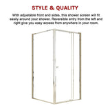 Adjustable Semi Frameless Shower Screen 98-106cm x 98-101cm With Gold Hardware For Modern Bathrooms V63-958211