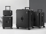 Wanderlite 4pcs Trunk Luggage Suitcase Set Travel Carry On TSA Lock Black LUG-ABS-TRUK01-4SET-BK
