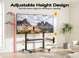 Artiss Mobile TV Stand for 40-100 Inch TVs Cart with Wheels Adjustable Shelves TV-MOUN-40100-WAL