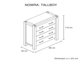 Tallboy with 4 Storage Drawers Solid Wooden Assembled in Chocolate Colour V43-TBY-NOW-CHK