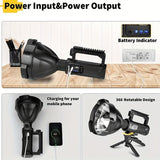 large LED searchlight, portable rechargeable flashlight, USB C camping light, multi-mode work light, V1102-124-03087-BLK-HIGH-ENDCONFIGURATION