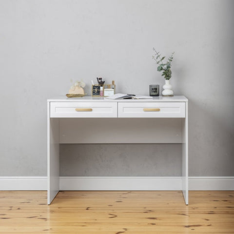 ODESSA DESK - WHITE - HAMPTONS - OVAL BRASS V164-ECS14H05G