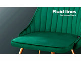 Artiss Dining Chairs Set of 2 Velvet Channel Tufted Green UPHO-D-DIN203C-VEL-GNX2