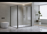 Adjustable 1300x920mm Single Door Corner Sliding Glass Shower Screen in Black V63-846051
