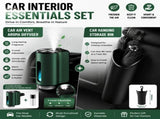 2 pcs Car interior essentials set-Green Car Air Vent Aroma Diffuser &Black Hanging Storage Bin V888-ELOSUNG53451