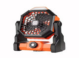 A portable outdoor camping fan with adjustable brightness, LED light strip hook, USB rechargeable, V1105-YAHWFS-01