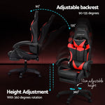 Artiss 6 Point Massage Gaming Office Chair 7 LED Footrest Red MOC-GC-6P-LED-BK-RD