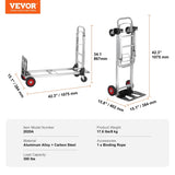 VEVOR Aluminum Hand Truck, 2 in 1, 181 kg Max Load Capacity, Heavy Duty Industrial Convertible V952-DGNSTHC400BEDKOJOV0