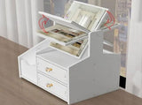 Cosmetic Storage Drawer Large Capacity Plastic Drawer Stationery Container with Mirror White V1294-YM0521-3117220286511