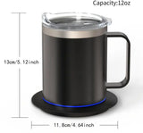 USB Heated Coffee Mug Warmer with Handle, Stainless Steel Coffee Cup with Lid for Milk, Tea and Hot V1237-ZY-924-353