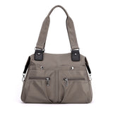 Brown Stylish Nylon Large Capacity Tote Bag for Work and Commute Multi-Pocket Shoulder Bag V888-ELOSUNG13508