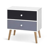 Artiss Bedside Table 2 Drawers - BONDS White FURNI-E-SCAN-BS03-WHBK