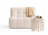 Artiss Single Boneless Sofa & Round End Table Set White SBED-COF-TED-BG