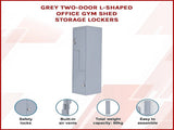 Grey Two-Door L-shaped Office Gym Shed Storage Lockers V63-835141